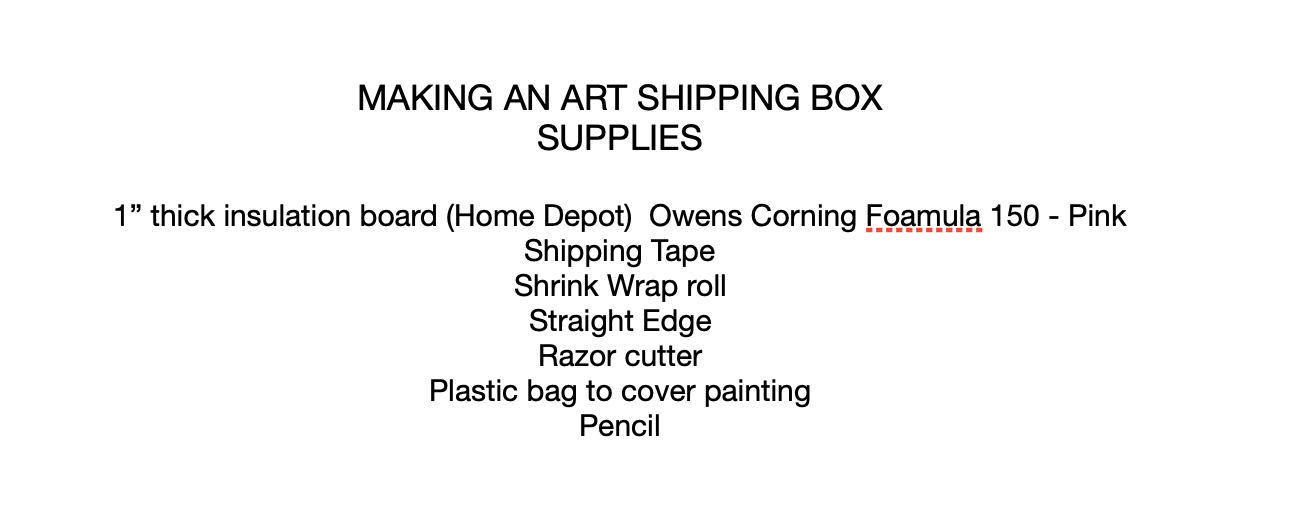 Supply Sheet for Art Shipping Box