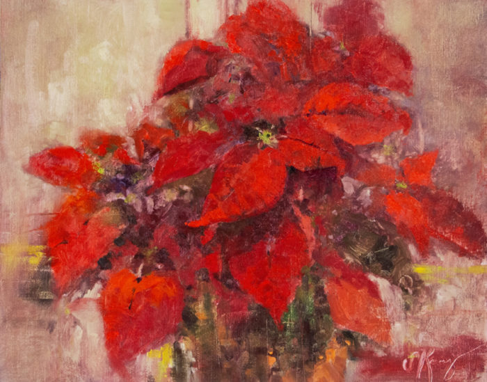 poinsettia painting giclee